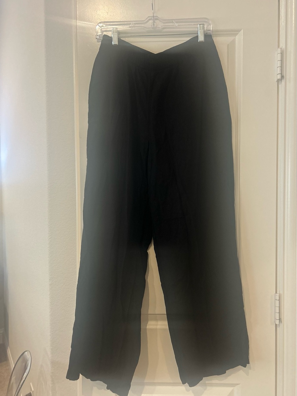 Ladies Black Wide-Leg Linen Pants